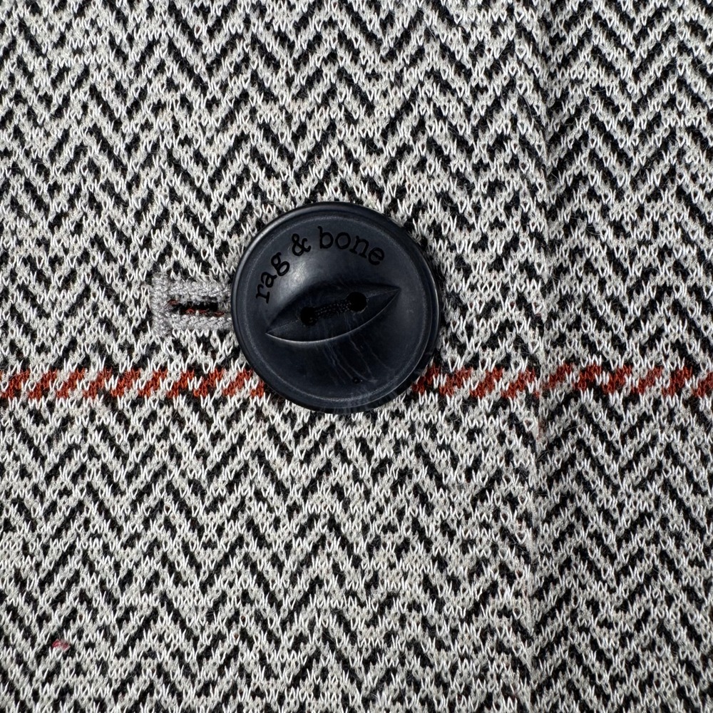 Rag & Bone Blazer Women Size 12 Gray Red Herringbone Windowpane Knit Jacket - Picture 7 of 13